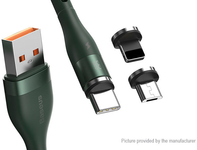 Baseus Zinc Magnetische 3-in-1 Fast Charging Kabel 3A 1 Meter Groen afbeelding 2
