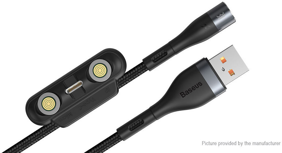 Baseus Zinc Magnetische 3-in-1 Fast Charging Kabel 3A 1 Meter Zwart afbeelding 3