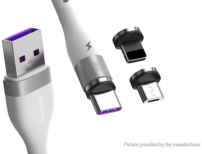 Baseus Zinc Magnetische 3-in-1 Fast Charging Kabel 5A 1 Meter Wit afbeelding 2