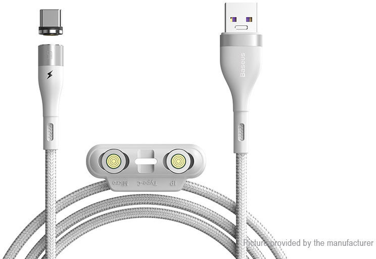 Baseus Zinc Magnetische 3-in-1 Fast Charging Kabel 5A 1 Meter Wit afbeelding 1