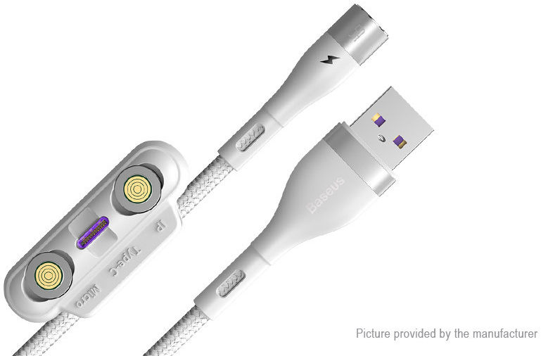Baseus Zinc Magnetische 3-in-1 Fast Charging Kabel 5A 1 Meter Wit afbeelding 3