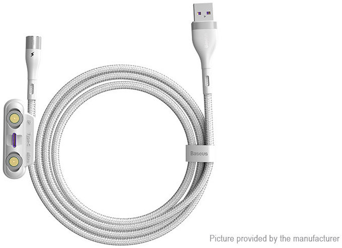 Baseus Zinc Magnetische 3-in-1 Fast Charging Kabel 5A 1 Meter Wit afbeelding 4