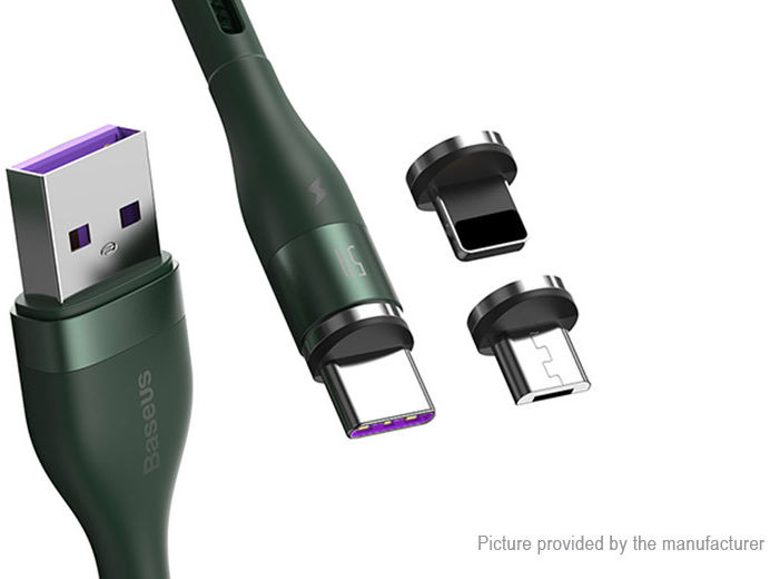 Baseus Zinc Magnetische 3-in-1 Fast Charging Kabel 5A 1 Meter Groen afbeelding 2