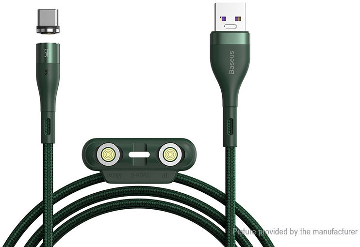 Baseus Zinc Magnetische 3-in-1 Fast Charging Kabel 5A 1 Meter Groen afbeelding 1