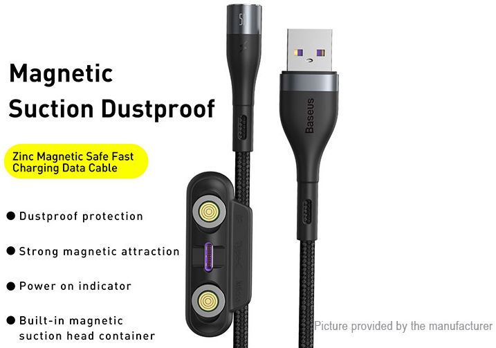 Baseus Zinc Magnetische 3 in 1 Fast Charging Data Kabel 5A Zwart afbeelding 11