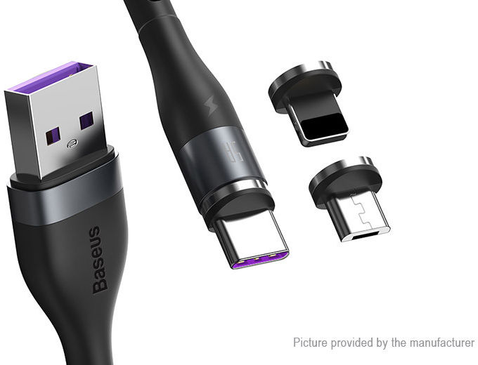 Baseus Zinc Magnetische 3 in 1 Fast Charging Data Kabel 5A Zwart afbeelding 2