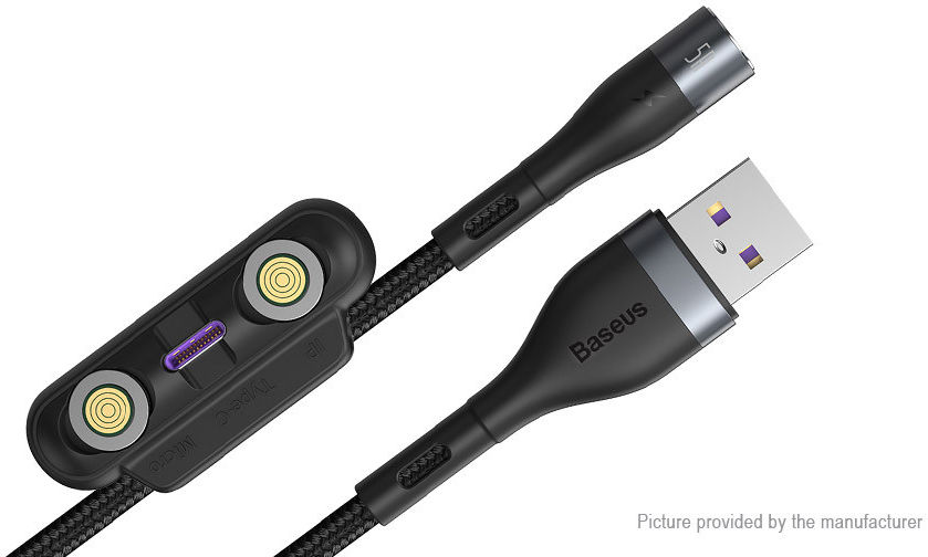 Baseus Zinc Magnetische 3 in 1 Fast Charging Data Kabel 5A Zwart afbeelding 3