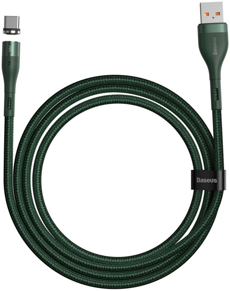 Baseus Zinc Magnetische USB-C 3A Fast Charging Data Kabel Groen afbeelding 1