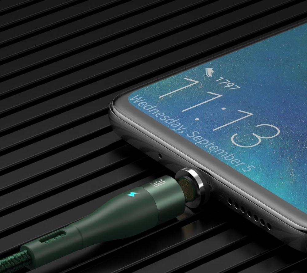 Baseus Zinc Magnetische USB-C 3A Fast Charging Data Kabel Groen afbeelding 9