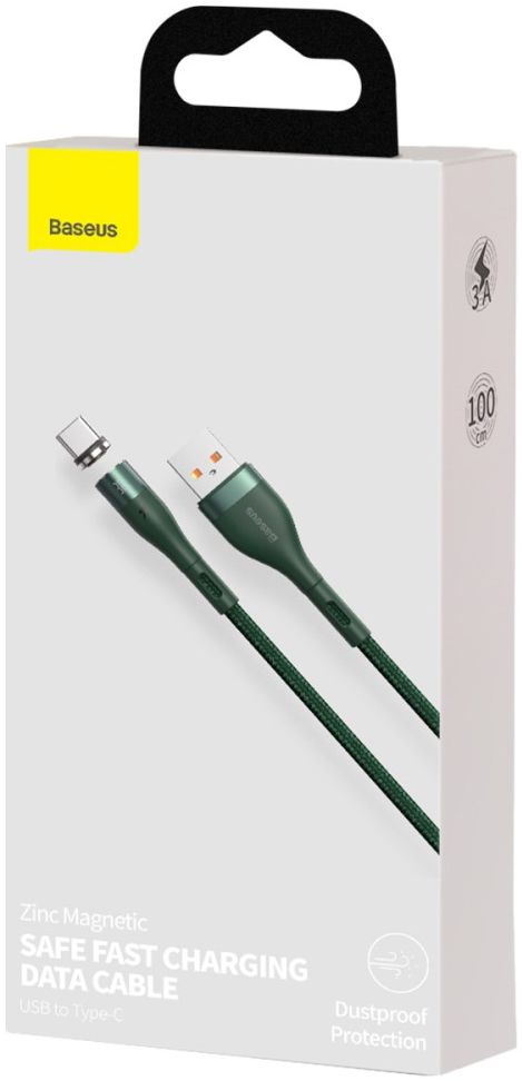 Baseus Zinc Magnetische USB-C 3A Fast Charging Data Kabel Groen afbeelding 10
