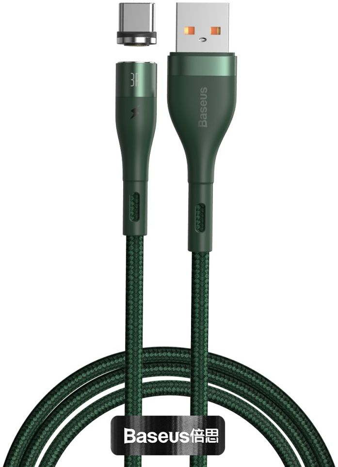 Baseus Zinc Magnetische USB-C 3A Fast Charging Data Kabel Groen afbeelding 3