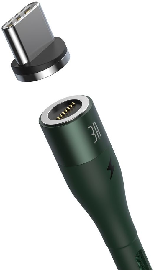 Baseus Zinc Magnetische USB-C 3A Fast Charging Data Kabel Groen afbeelding 2