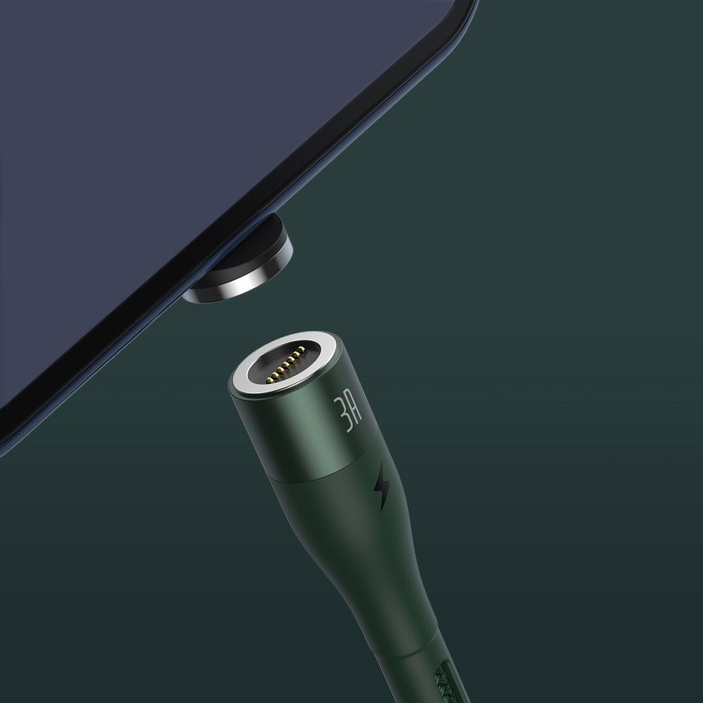 Baseus Zinc Magnetische USB-C 3A Fast Charging Data Kabel Groen afbeelding 7