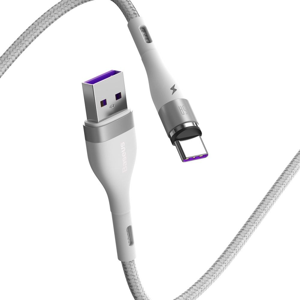 Baseus Zinc Magnetische USB-C 5A Fast Charging Data Kabel Wit afbeelding 5
