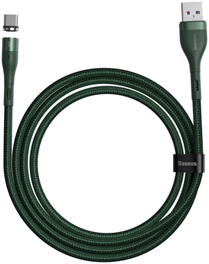 Baseus Zinc Magnetische USB-C 5A Fast Charging Data Kabel 1Meter Groen afbeelding 1