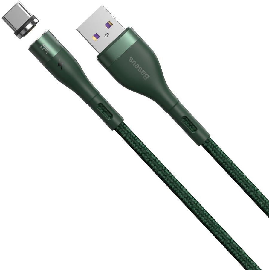 Baseus Zinc Magnetische USB-C 5A Fast Charging Data Kabel 1Meter Groen afbeelding 3