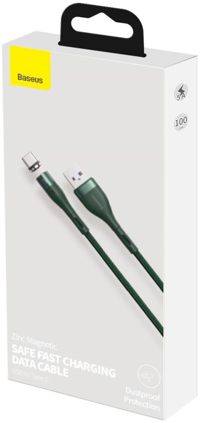 Baseus Zinc Magnetische USB-C 5A Fast Charging Data Kabel 1Meter Groen afbeelding 6