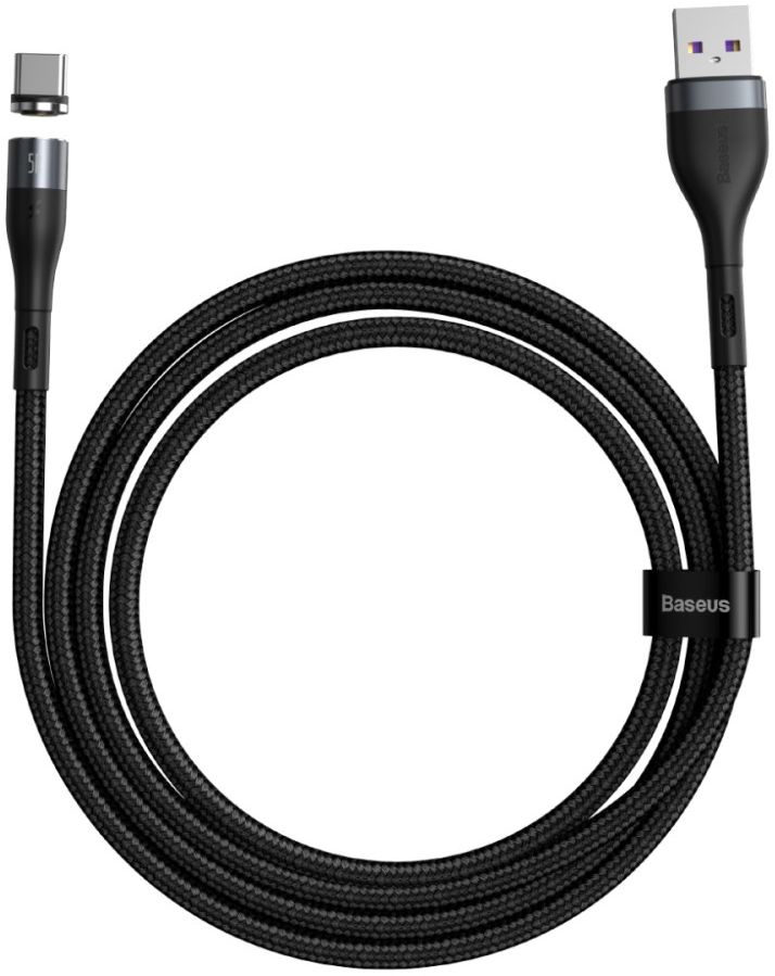 Baseus Zinc Magnetische USB-C 5A Fast Charging Data Kabel 1Meter Zwart afbeelding 1