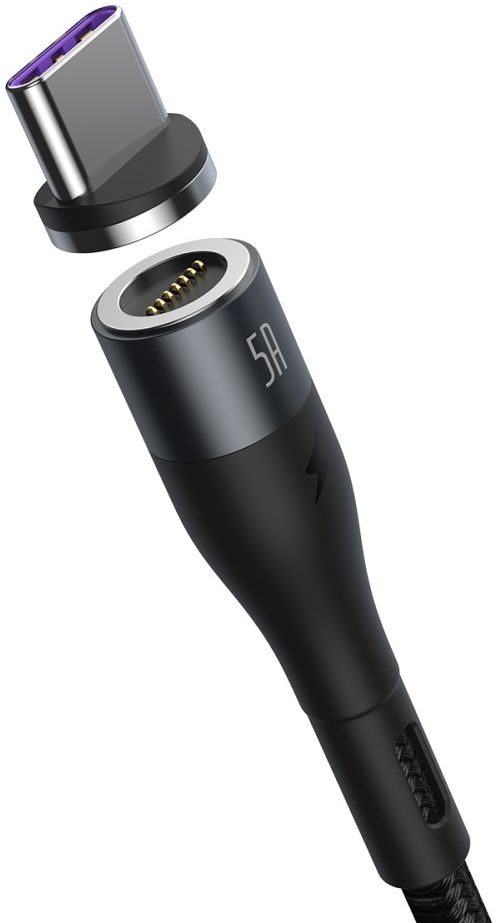 Baseus Zinc Magnetische USB-C 5A Fast Charging Data Kabel 1Meter Zwart afbeelding 2