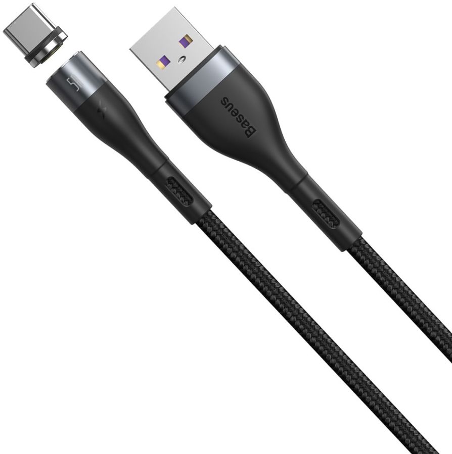 Baseus Zinc Magnetische USB-C 5A Fast Charging Data Kabel 1Meter Zwart afbeelding 3