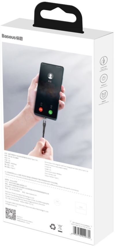 Baseus Zinc Magnetische USB-C 5A Fast Charging Data Kabel 1Meter Zwart afbeelding 7