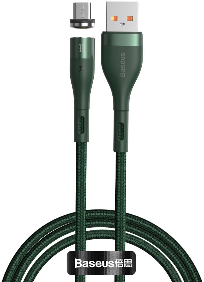Baseus Zinc Magnetische Micro-USB 2.1A Fast Charging Data Kabel Groen afbeelding 1