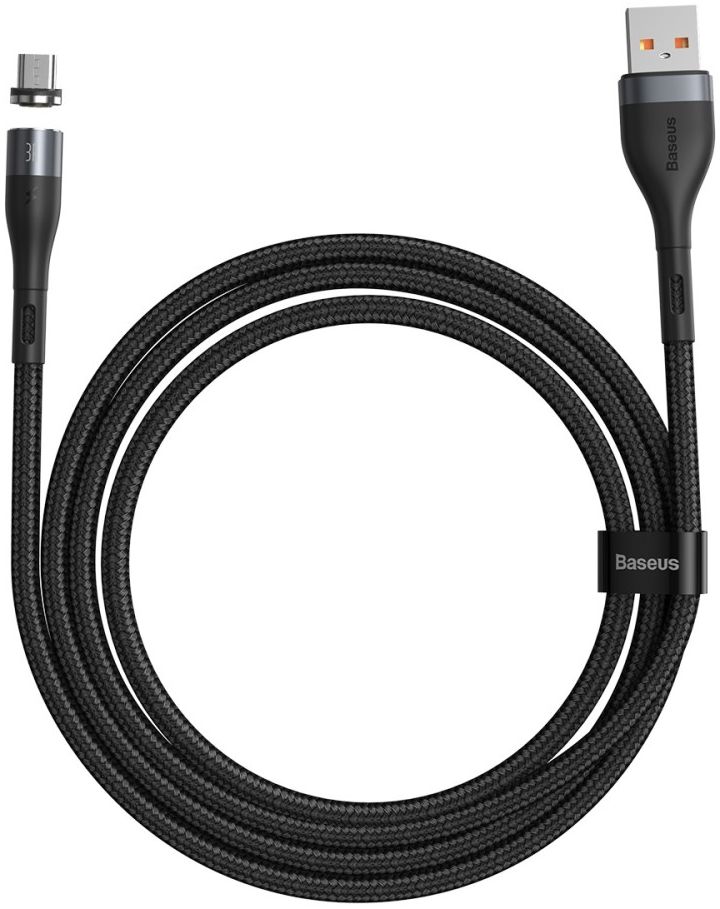 Baseus Zinc Magnetische Micro-USB 2.1A Fast Charging Data Kabel Zwart afbeelding 2