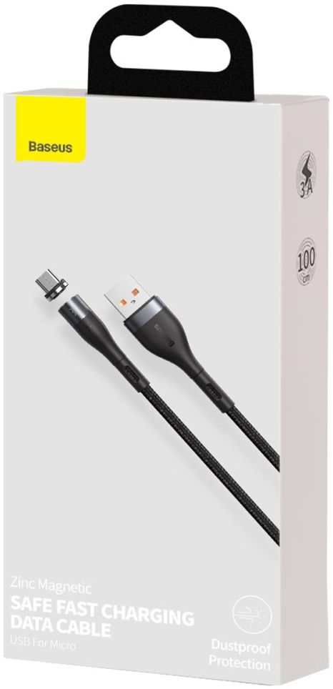 Baseus Zinc Magnetische Micro-USB 2.1A Fast Charging Data Kabel Zwart afbeelding 3