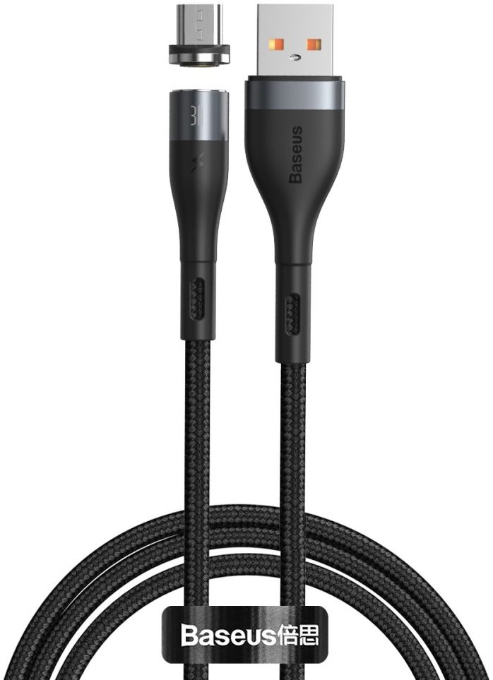 Baseus Zinc Magnetische Micro-USB 2.1A Fast Charging Data Kabel Zwart afbeelding 1