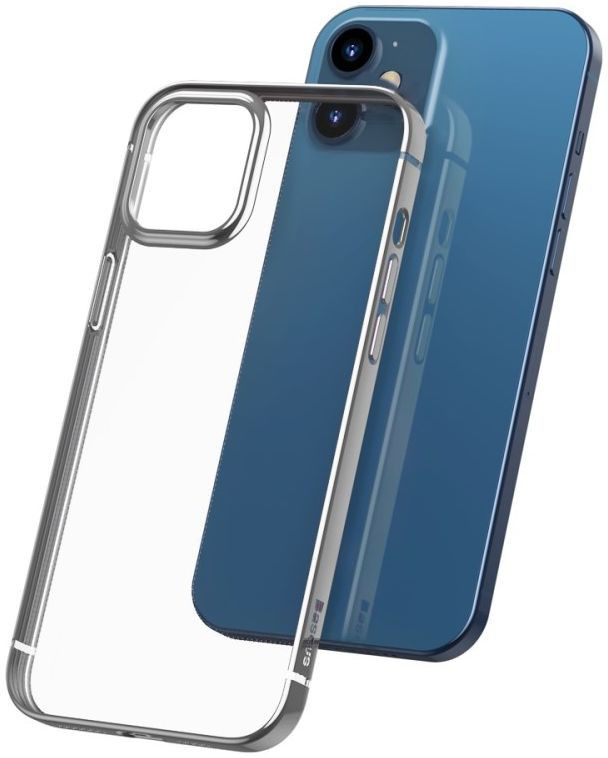 Baseus Shining Apple iPhone 12 Mini Hoesje TPU Transparant Zilver afbeelding 1