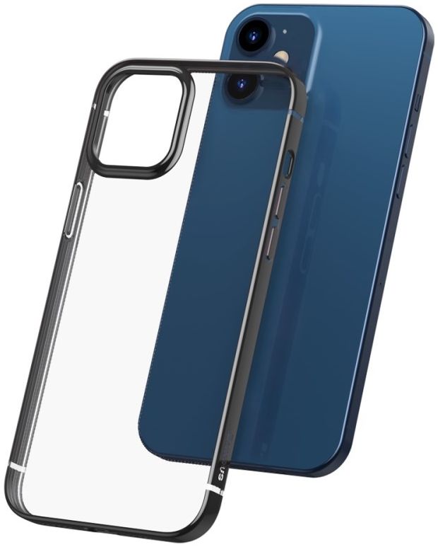 Baseus Shining Apple iPhone 12 Hoesje TPU Transparant Zwart afbeelding 1