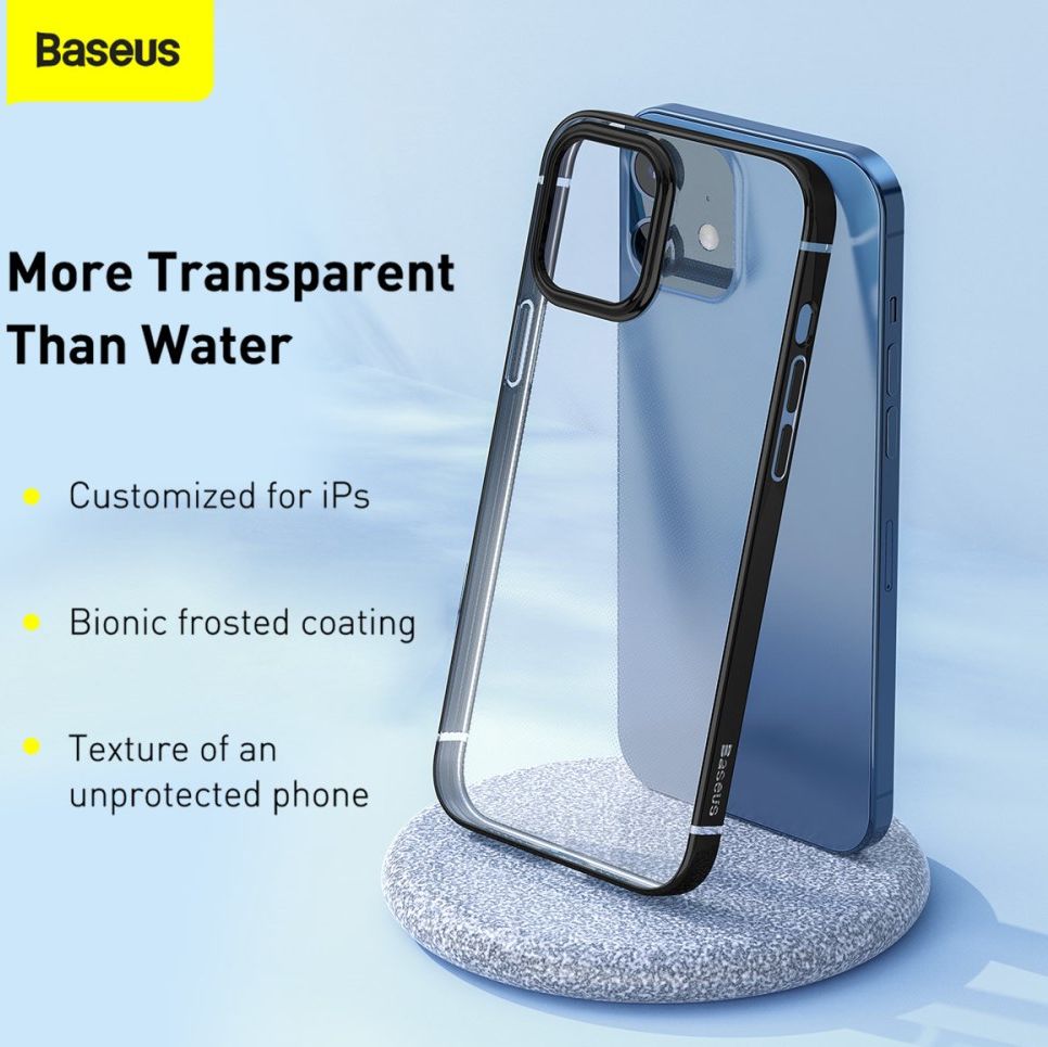 Baseus Shining Apple iPhone 12 Hoesje TPU Transparant Zwart afbeelding 12