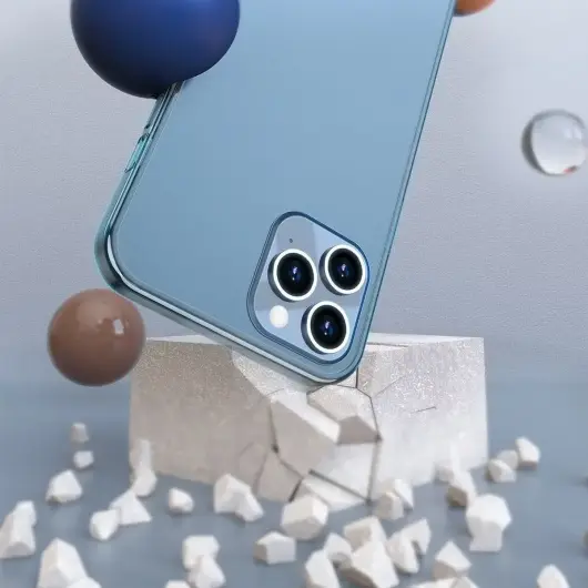 Baseus Frosted Glass Apple iPhone 12 Pro Max Hoesje TPU Matte Blauw afbeelding 5