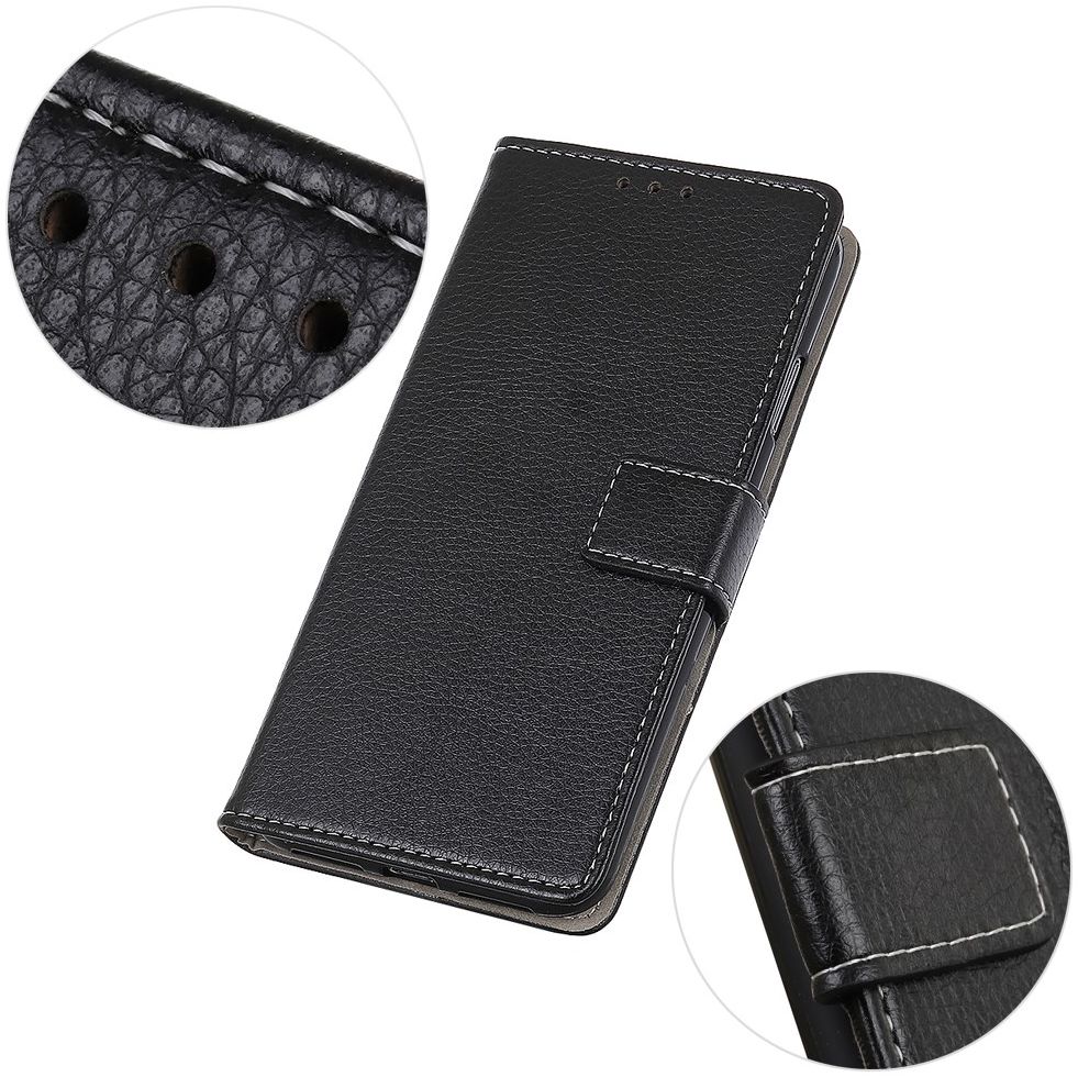 OnePlus Nord Litchi Vintage Wallet Hoesje Zwart afbeelding 12