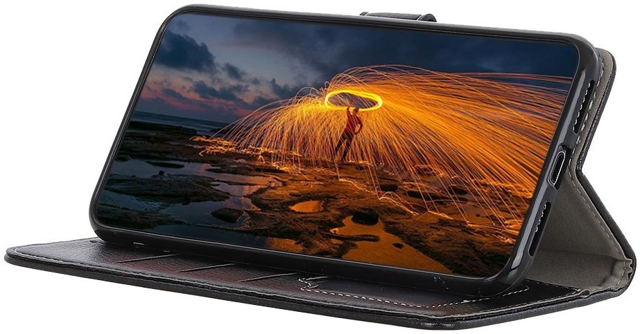 OnePlus Nord Litchi Vintage Wallet Hoesje Zwart afbeelding 3