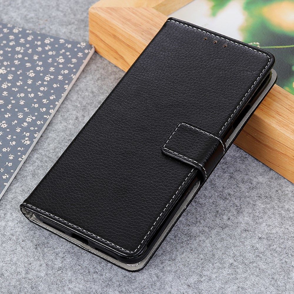 OnePlus Nord Litchi Vintage Wallet Hoesje Zwart afbeelding 6