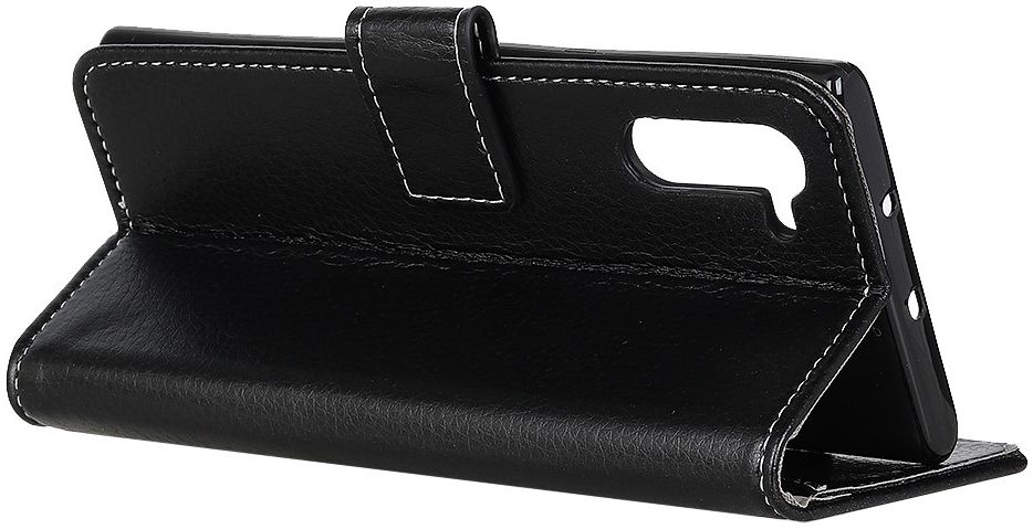 OnePlus Nord Litchi Vintage Wallet Hoesje Zwart afbeelding 7