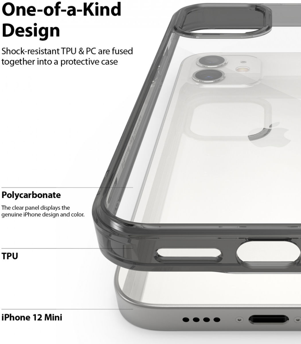 Ringke Fusion Apple iPhone 12 Mini Hoesje Transparant/Zwart afbeelding 7