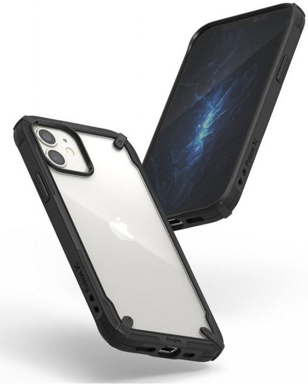 Ringke Fusion X Apple iPhone 12 Mini Hoesje Transparant/Zwart afbeelding 4