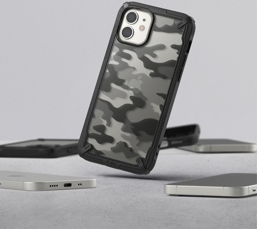 Ringke Fusion X Apple iPhone 12 Mini Hoesje Camo Zwart afbeelding 6