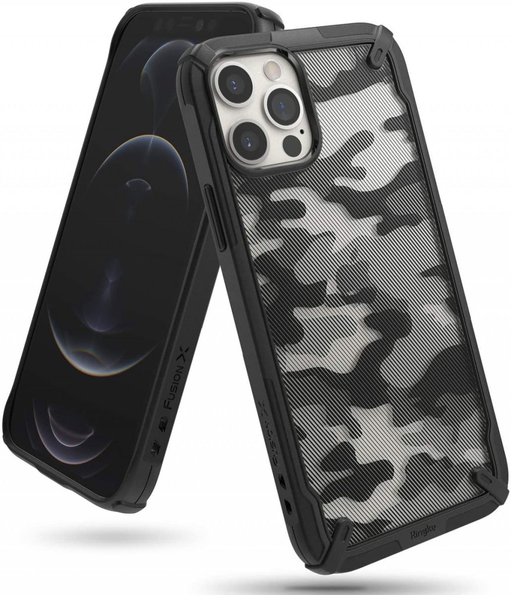 Ringke Fusion X Apple iPhone 12 / 12 Pro Hoesje Camo Zwart afbeelding 1