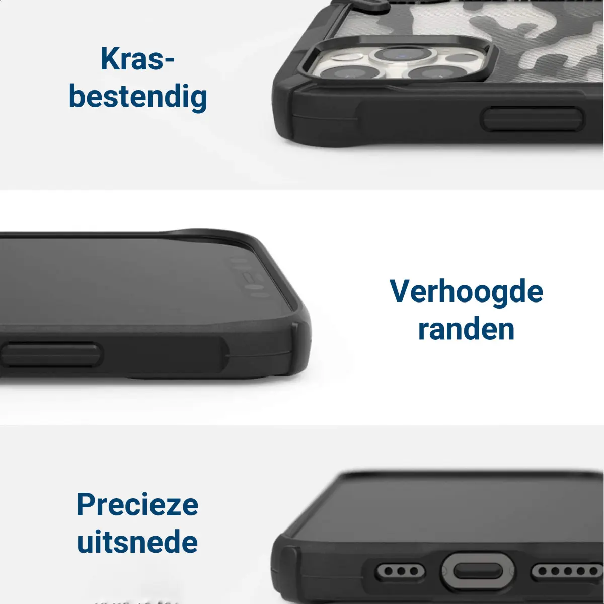 Ringke Fusion X Apple iPhone 12 / 12 Pro Hoesje Camo Zwart afbeelding 4