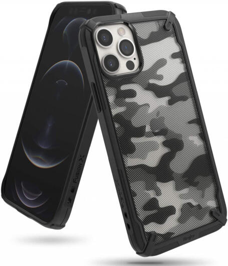 Ringke Fusion X Apple iPhone 12 / 12 Pro Hoesje Camo Zwart afbeelding 1