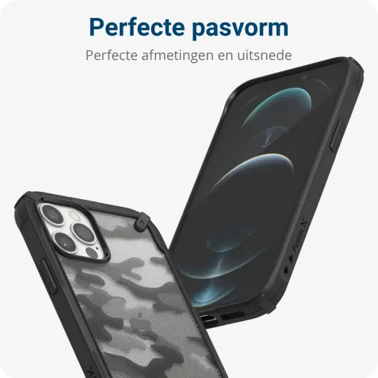 Ringke Fusion X Apple iPhone 12 / 12 Pro Hoesje Camo Zwart afbeelding 2
