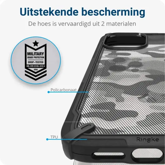Ringke Fusion X Apple iPhone 12 / 12 Pro Hoesje Camo Zwart afbeelding 3