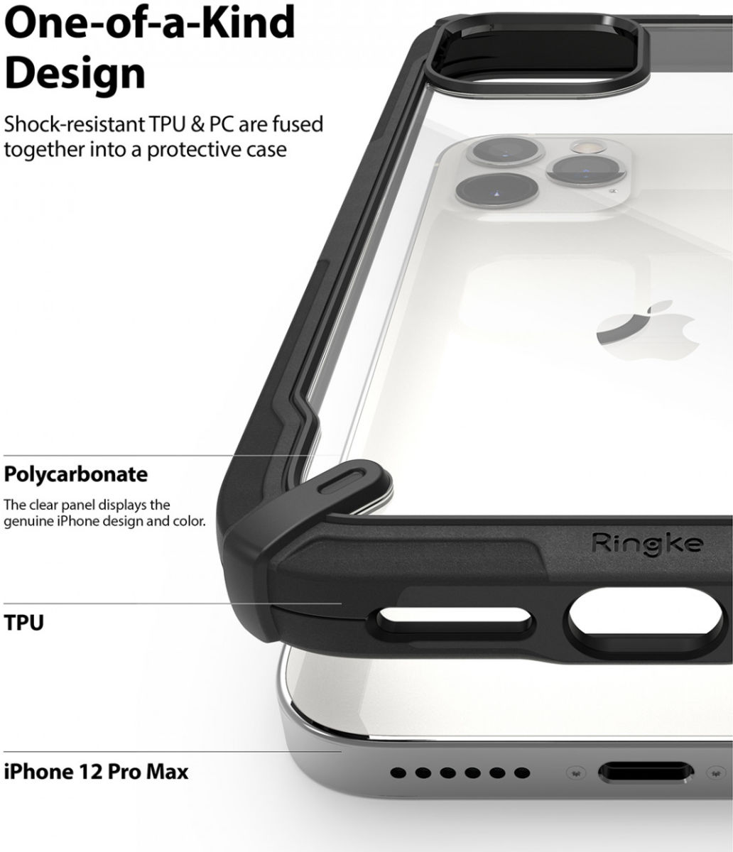Ringke Fusion X Apple iPhone 12 Pro Max Hoesje Transparant/Zwart afbeelding 6