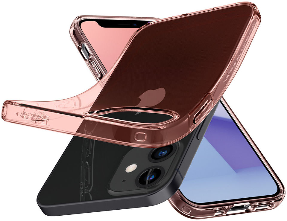 Spigen Crystal Flex Apple iPhone 12 Mini Hoesje Roze Transparant afbeelding 4