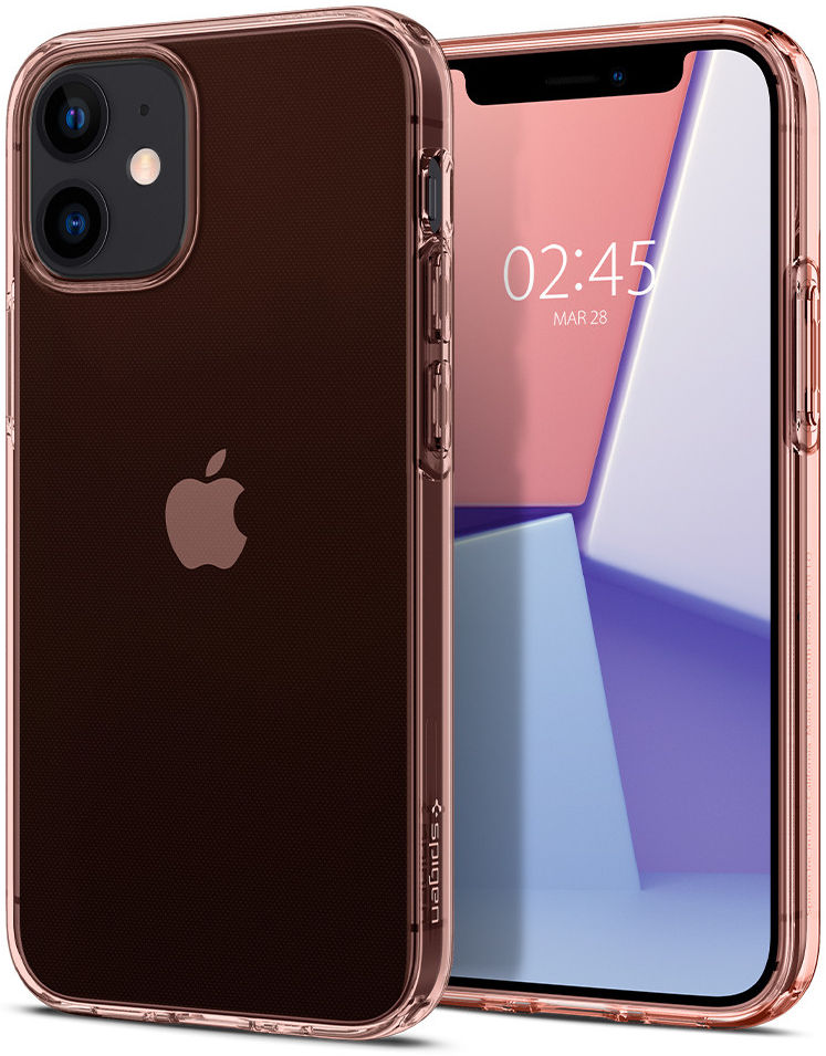 Spigen Crystal Flex Apple iPhone 12 Mini Hoesje Roze Transparant afbeelding 1