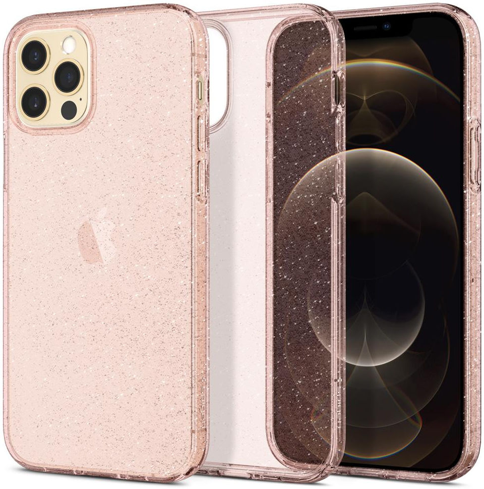 Spigen Liquid Crystal iPhone 12 / 12 Pro Hoesje Glitter Rose Quartz afbeelding 1