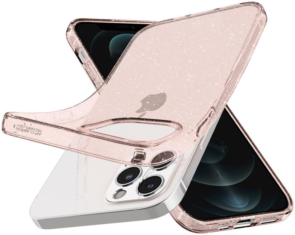 Spigen Liquid Crystal iPhone 12 / 12 Pro Hoesje Glitter Rose Quartz afbeelding 2